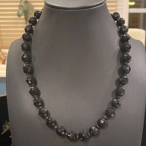 Western Germany Black Faceted Glass Bead Necklace - Classic Women's Jewelry